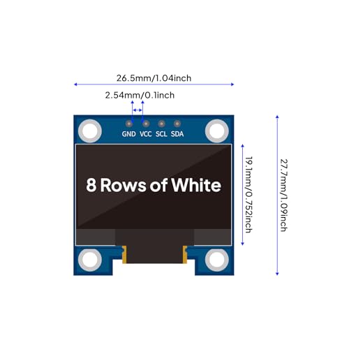 ELEGOO 3PCS 0.96 Inch OLED Display Screen Module, Self-Luminous, SSD1306 - color: Single White