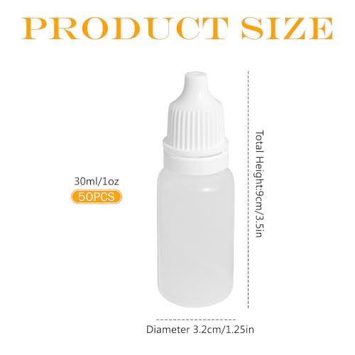 erioctry 50Pcs 30ML Empty Plastic Dropper Dropping Bottles(Drops of Plug Can Removable) Portable Plastic Refillable Bottles Containers (30ml) - size: 30ML
