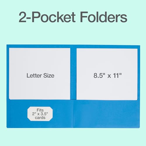 Oxford 2 Pocket Folders, 50 Pack, Light Blue, School & Classroom Value Pack - color: Light Blue