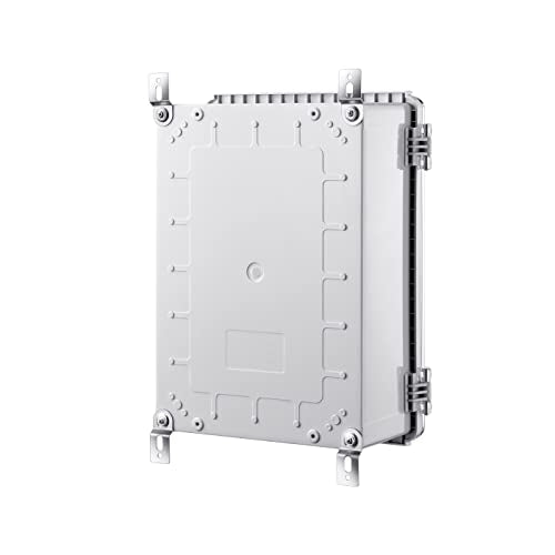 Gratury Junction Box, IP67 Waterproof Plastic Enclosure for Electrical Project, Hinged Transparent Cover, Includes Mounting Plate and Wall Bracket - color: Transparent, size: 14.6"×10.6"×5.9"