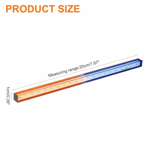 HARFINGTON Acrylic Clear Straight Rulers 20cm Metric,Blue-Orange - color: Blue-Oranger, size: 20cm