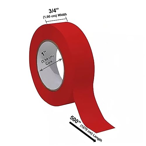 Bartovation Lab Labeling Tape, Red, 3/4 in x 500 in, 4-Pack