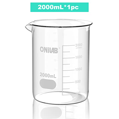 ONiLAB 2000mL Glass Beaker, 3.3 Borosilicate Glass - style: 2000ml-1pc