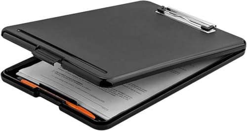 ZCZN Plastic A4 Form Storage Box Case, Clipboard Case, Bulk clipboard Set Suitable for School, Utility, Industrial Office, Medical Personnel, Black, 12 Pack