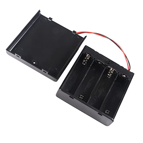 4Pcs 4 Slots 1.5V AA Battery Case Holder 4 x 1.5V AA Battery Spring Clip Storage Box with Wire and ON/Off Switch - size: AA 4 Cell