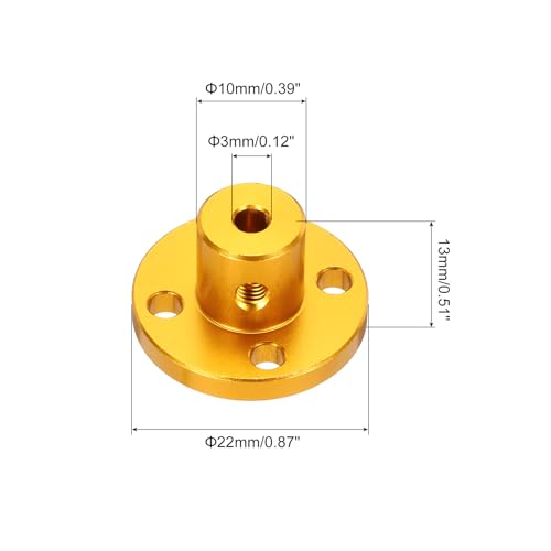 MECCANIXITY 4pcs 3mm Bore Rigid Gold Flange Coupling Connector Aluminum Motor Bearing Shaft Mounting Hub with Wrench for DIY RC Model Motors - color: Gold, size: 3mm
