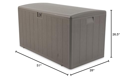 Plastic Development Group Outdoor Deck Box, Soft Close, Driftwood, 130 Gal - color: Driftwood, size: 130 Gallon, Soft Closure