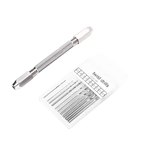 Double Hand Drill, Proof Durable Brass Construction with 2 Collet Design, Precision Twist Bit Hand Drill Set for Electronic Assembly, Model Making, Hobby Projects