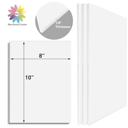 Mat Board Center, 8x10 inche White Foam Board Acid-Free 25 Pack 1/8" Thick - color: White, size: 8x10