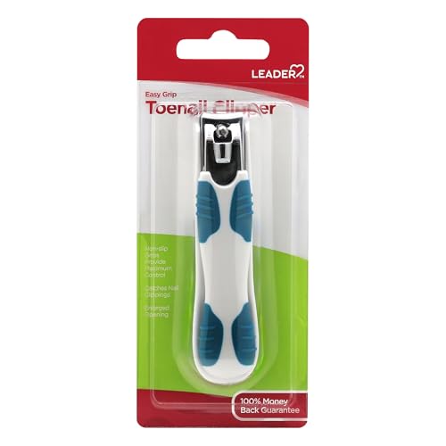 Leader Toenail Clipper for Adults, Easy Grip Nail Clipper, White & Blue, 1ct - style: Toenail Clipper