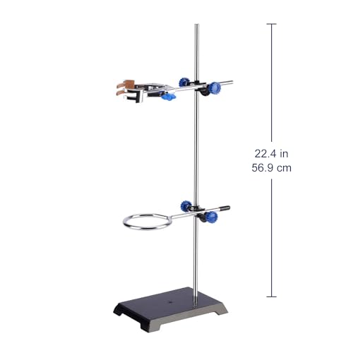 Labasics Lab Stand and Clamp Set,Laboratory Stand Support with Rod (Length 22.4 inch), 4-Prong Burette Clamp, Retort Ring and 2 Boss Heads,Used in Chemistry or Physics Lab