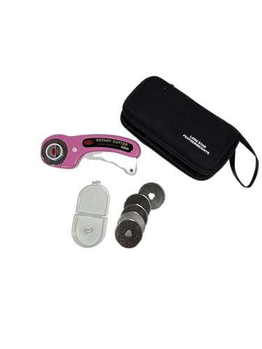 Ergonomic 45mm Rotary Cutter Comes with 5 Replacement Blades and Carrying Case (Pink) - color: Pink