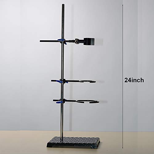 Heavy Laboratory Stand Support,24" Metalware Support Stand,Ring Stand,Industrial Grade Retort Stand,Chemistry Laboratory Stand Set,Research Starter Kit (iron cast_iron, 24inch) - color: Base 2.87lbs/1.5kg, size: 24inch