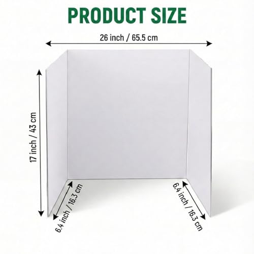 Trifold Poster Board, 26" x 17", 6-Pack, White Corrugated Project Boards for Science Fairs, School Projects, Event Displays, Business Presentations, Easy to Fold & Reusable