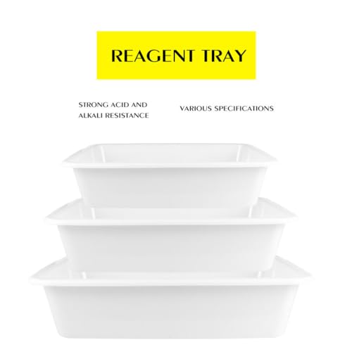 3Pcs Chemical Reagent Containment Tray, Alkali Resistance and Acid Resistance Laboratory Spill Tray, Plastic Laboratory Storage Supplies, Chemical Instrument (Large/Medium/Small)