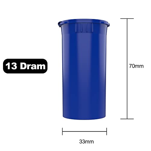 Dragon Chewer 13 Dram CR Plastic Packaging Pop Top Containers - Child Resistant Travel Holder Vial Bottles - 315 qty (Blue) - color: Blue