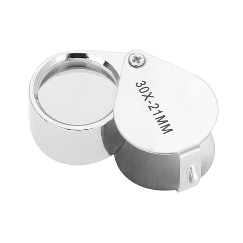 30X/20X Portable Magnifier Folding Pocket Loupe for Jewelry Inspection, Metal Material, Teardrop Shell, Storage Box, Inspection, Science Labs (30 Times)