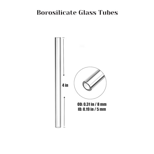 4 Inch Borosilicate Glass Tubing 8mm OD 1.5mm Wall, 8-Pack Clear Tubes - size: OD: 0.31in Length: 4in