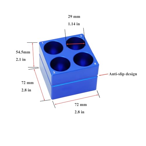 1 Pcs Aluminum Cooler Cooling Block PCR Test Tube Rack 4 Wells for 50mL - size: 4 Wells 29mm-50ml