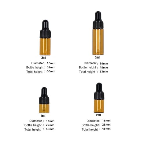 15Packs 3ml Tiny Amber Glass Mini Dropper Bottles for Essential Oils, Cosmetics, and Liquid Small Empty Travel Sample Vials with Dropper and Black Caps - size: 3ml