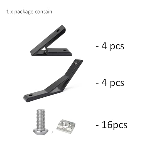 4 Set 45 & 135 Degree 2020 Aluminum Extrusion Corner Angle Brackets - style: 45 135D20-4P