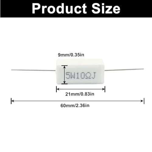 Waziaqoc 10PCS 5W 10 Ohm Ceramic Resistor - style: 5W 10ΩJ