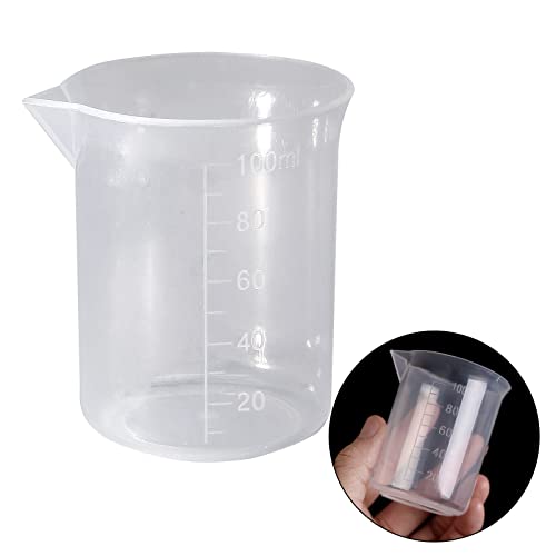Waziaqoc 100ml/3.4oz Plastic Graduated Beaker, 3 Pack, Transparent - color: 3pcs, size: 100 ml