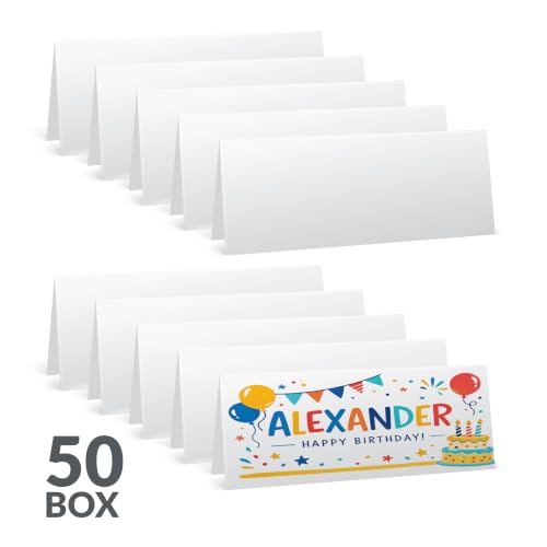 C-Line "C-Line Printer-Ready Scored Name Tent Cards, 11 x 4-1/4 Inches (Folded Size), 8-1/2"" x 11"" White Cardstock Sheets, Box of 50 (87517)", large - size: Large