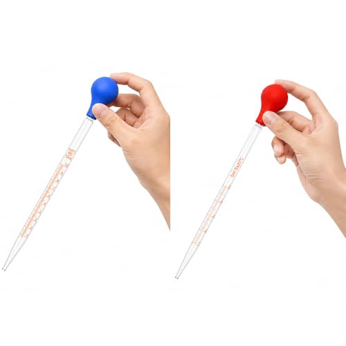 3Pcs Glass Pipettes Droppers, 10ml 5ml Glass Liquid Dropper with Rubber Cap, Graduated Water Dropper with Cleaning Brush and Stirring Rod for Essential Oil Lab Medicine DIY