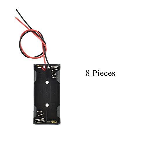 HAHIYO 3V AAA Battery Holder Bundle Series with Wire Sturdy Clapm Flexible Springs Contact Build-in Harnesses Batteries Black Case Easy Install 8 Pieces for Wall Clocks Ham Radio Kids Toys - style: Without cover-2AAA-8P