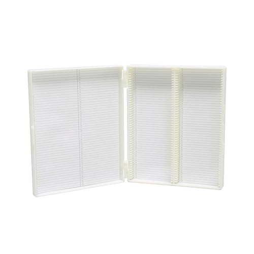 Microscope Slide Box with Latch Lock, Holds up to 100 Slides, White