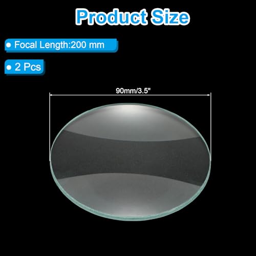 PATIKIL Concave Lens 200mm Focal Length 90mm(3.5") Diameter Round Set Cyan - size: 3.5inch