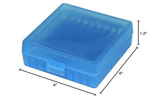 MTM Case-Gard P-100-22-24 22-Long Rifle 100 Round Flip-Top Ammo Box, USA Made, Clear Blue