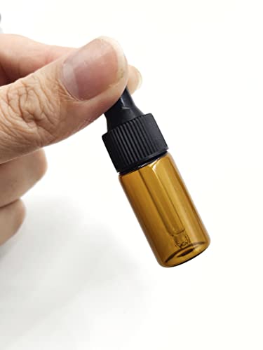 15Packs 5ml Tiny Amber Glass Mini Dropper Bottles for Essential Oils, Cosmetics, and Liquid Small Empty Travel Sample Vials with Dropper and Black Caps - size: 5ml