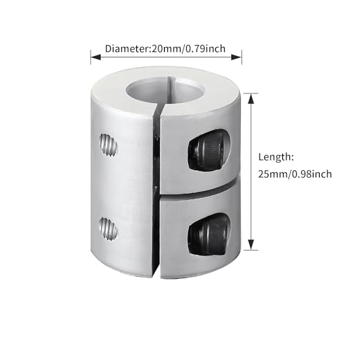 Rigid Shaft Coupling, 6.35mm to 8mm Bore, D20xL25mm Aluminum Alloy - size: bore 6.35mm to 8mm