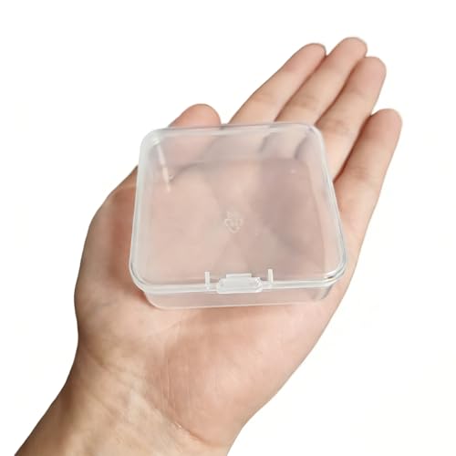 Mini Storage Containers Box, Square Clear Plastic Organizer with Hinged Lid, 2.5x2.5 Inches for Beads, Game Pieces, Crafts and Small Items