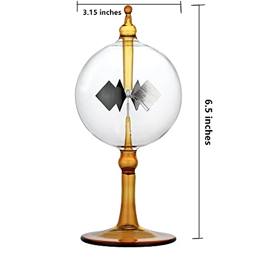 Solar Crookes Radiometer Glass Windmill Handmade for Party Home Decoration Gift L (Orange) - color: Orange