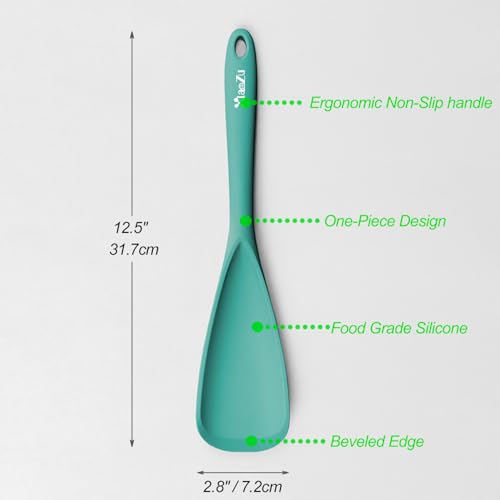 Silicone Cooking Spoon Spatula For Non-stick Cookware,12.6" Teal - color: Teal_2-PCS