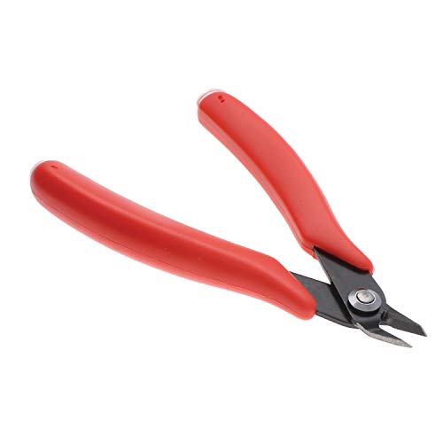 The Beadsmith Heavy Duty Side Cutter, 5 inches (127mm) with red Comfort Grip Handle and no Spring, Tool for Jewelry Making, Electronics or Micro Mechanics - color: Red,silver