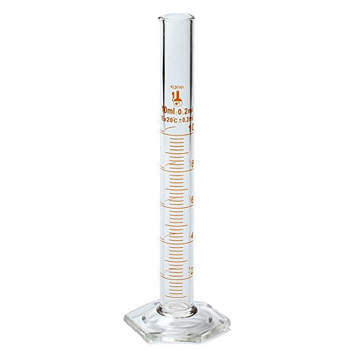 10ml Graduated Cylinder, Borosilicate 3.3 Glass, Single Metric Scale, Karter Scientific 213I10 (Single) - size: 10ml, style: Pack of 1