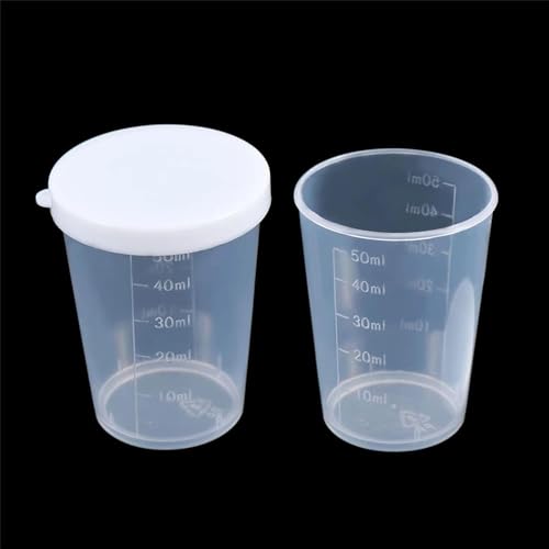 10Pcs 50ml Plastic Transparent Measuring Cups With Lid Test Calibration Liquid Container Measuring Tools