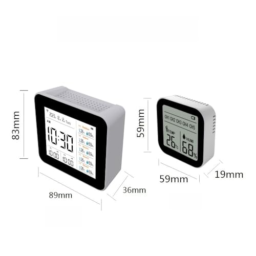 2CO12-5,Weather Stations Wireless Indoor Outdoor Thermometer & Smart WiFi with Phone App, 5 sensors Temperature and Humidity Monitor & Store Data for 1 Year, Temperature Alarm.