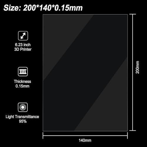 6PCS FEP Film Release Films for ELEGOO Mars/Mars 2 Pro/Mars 3/ANYCUBIC Photon/Photon Mono 4K/Phrozen Sonic Mini 4K/Creality Halot-one/LD-002R/LD-002H LCD/SLA/DLP 3D Printer, 200 x 140 x 0.15mm - size: 200x140mm
