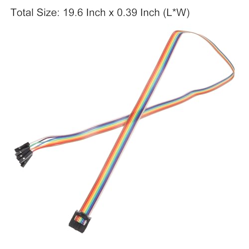 MECCANIXITY 1 Pcs IDC Rainbow Wire Flat Ribbon Cable FC-Female to 8P 19.6 Inch Length 2.54mm Pitch Breadboard Jumper Wires for Electronic Projects - size: 19.6 Inch, style: 8 Pin