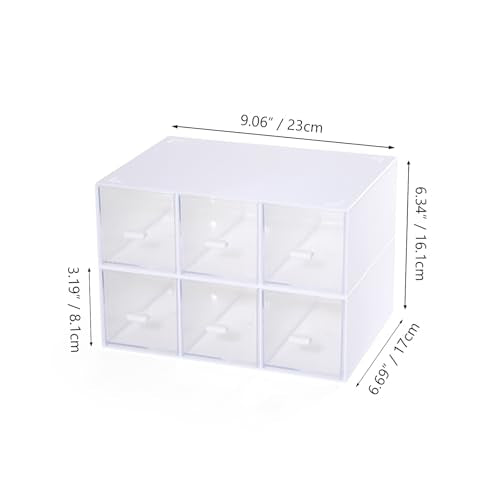 Desktop Organizer With 6 Drawers, Pencil Box, Stationary Organizer - color: 2 Tall Layers & 6 Drawers, White
