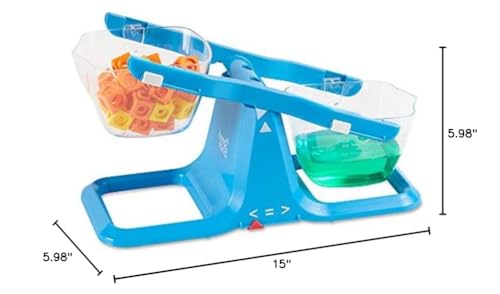 hand2mind Blue Nestable Bucket Balance, Clear Double Bucket Balance Scale for Liquids and Solids, Easy to Assemble Kids Scale, Space Saving Storage Base, Balance Scale for Classroom (Set of 1) - style: Set of 1
