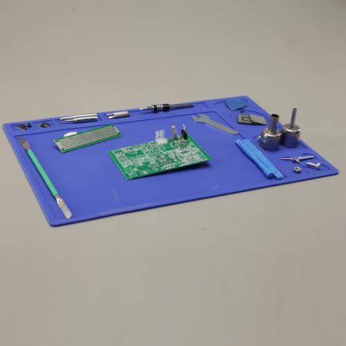 YIHUA M150 Heat-resistant Soldering Mat with Multiple Storage Slots, Built-in Ruler, Bendable Soft Silicone Soldering Mat, Dimensions 12.99 * 8.23 * 0.12 inches (330 * 209 * 3mm) - size: 12.99 in × 8.23 in