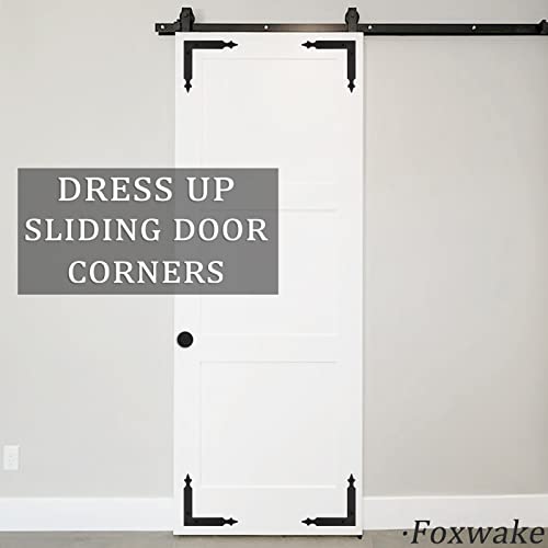 Barn Door Decorative Corner Bracket, 4.9 in Matte Black Rustic L Brackets Sliding Door Hardware Decorator for Farmhouse Mirrorsframe Gardengate Garage(4 Pcs with Screw) - size: 4.9 IN - L Shape