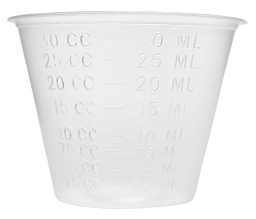 EISCO 5PK Cup and Scoop Set - 25ml Cups & 2.5ml Scoops (1/2 Teaspoon) - Graduated - Polypropylene - Great For Measuring