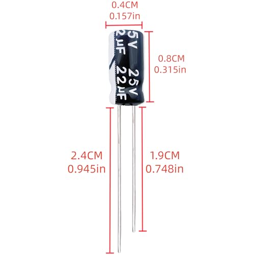 Electrolytic Capacitor YYipdian 22uF 25V 4x7mm High Temperature Resilience Aluminum Capacitors (Pack of 20) - size: 22uF 25V 4x7mm 20PCS